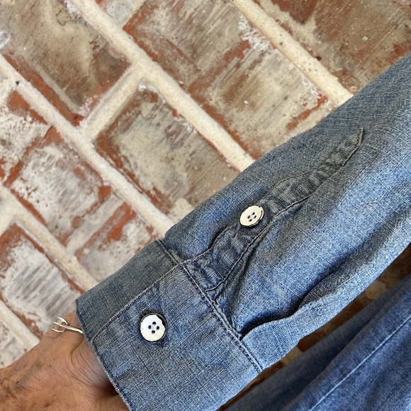 J.Jill Blue Denim Button-Up Long Sleeved Shirt Dress - Picture 6 of 11